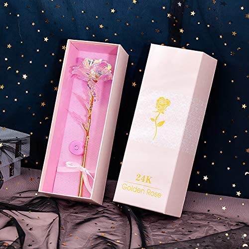PIQIUQIU Rose Künstliche Infinity Rosen mit Herzständer, für Valentinstag Jubiläum Muttertag Geburtstag