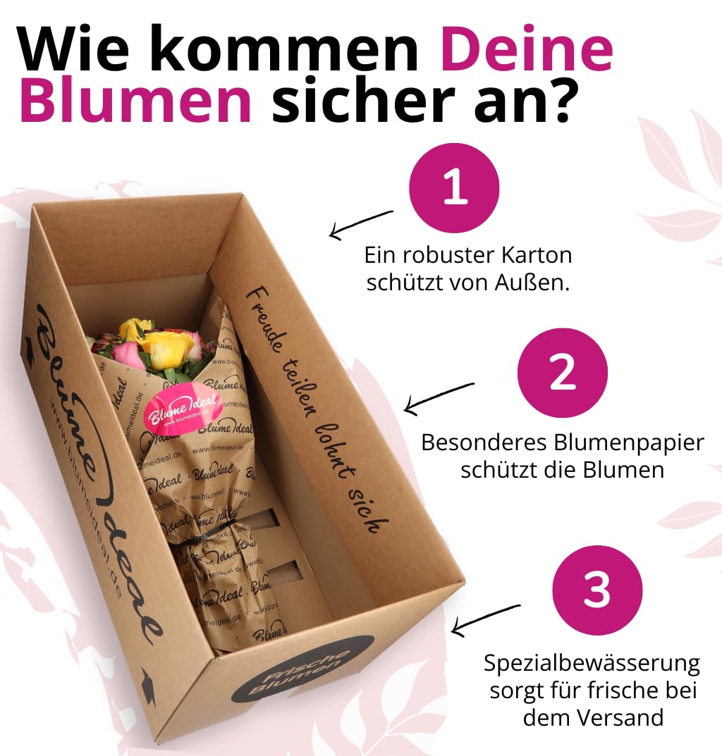 Blumenstrauß Farbtraum, Bunter mit Rosen, Inkalilien und Statice, 7-Tage-Frischegarantie, Qualität vom Floristen, handgebunden, perfekte Geschenkidee