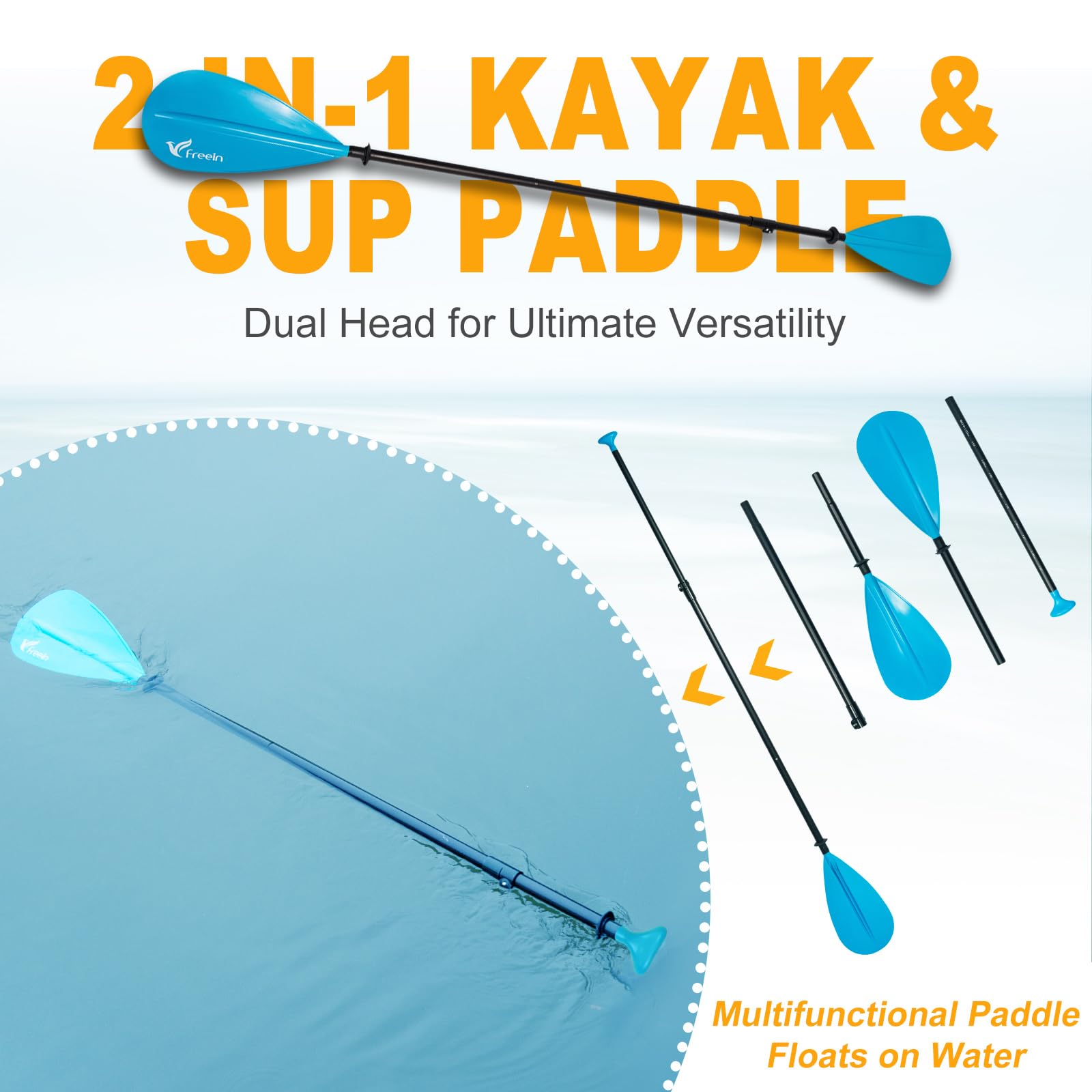 freein Kajak SUP Board Set aufblasbar 320x79x15cm (10’6’’) | Komplettset mit Kajaksitz, Kamerahalterung, Paddel, Fußschlaufe & Rucksack