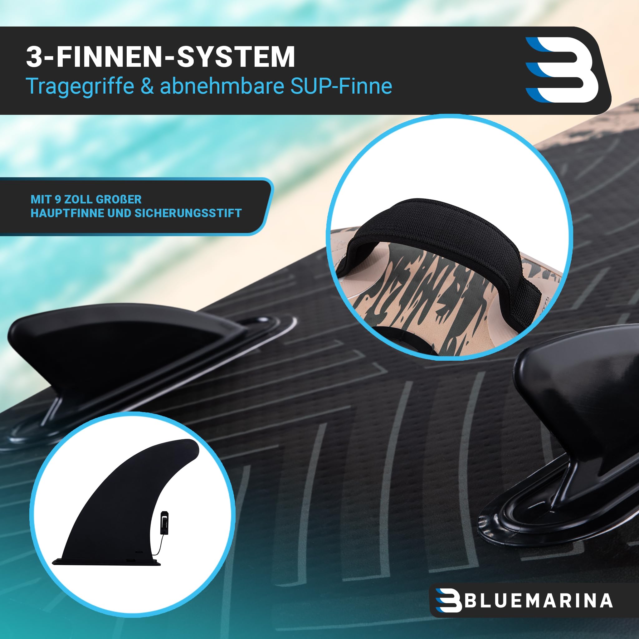 Bluemarina Stand Up Paddle Board aufblasbar | 𝟓 𝐉𝐀𝐇𝐑𝐄 𝐆𝐀𝐑𝐀𝐍𝐓𝐈𝐄 - 140 kg Tragkraft - 325x86x15 cm - Stand Up Paddling