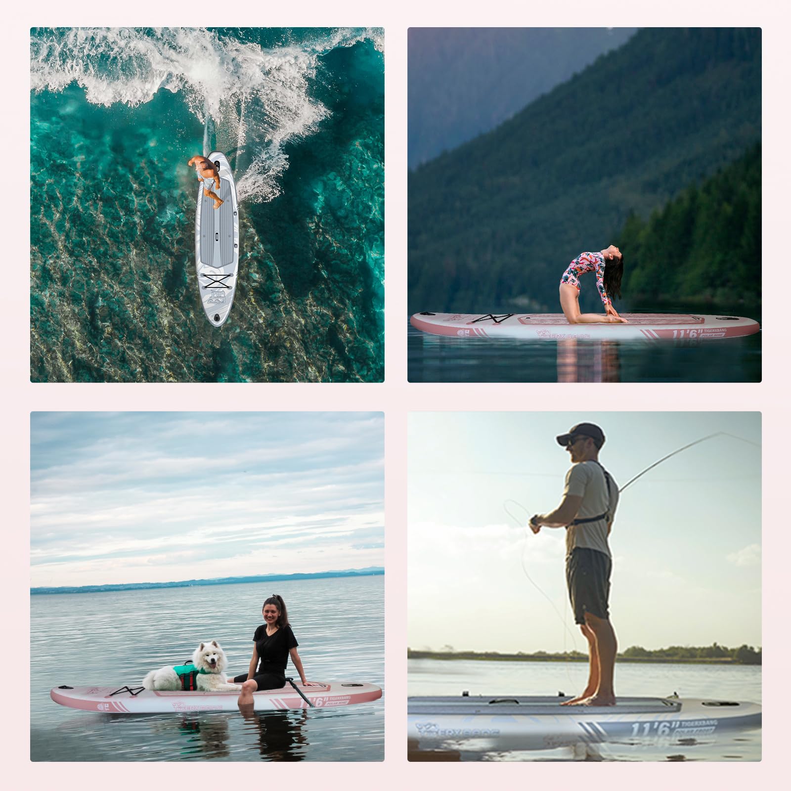 TIGERXBANG Aufblasbares Stand Up Paddle Board 353×89×15 cm – Premium großes SUP Set mit komplettem Zubehör | Vielseitiges Paddleboard