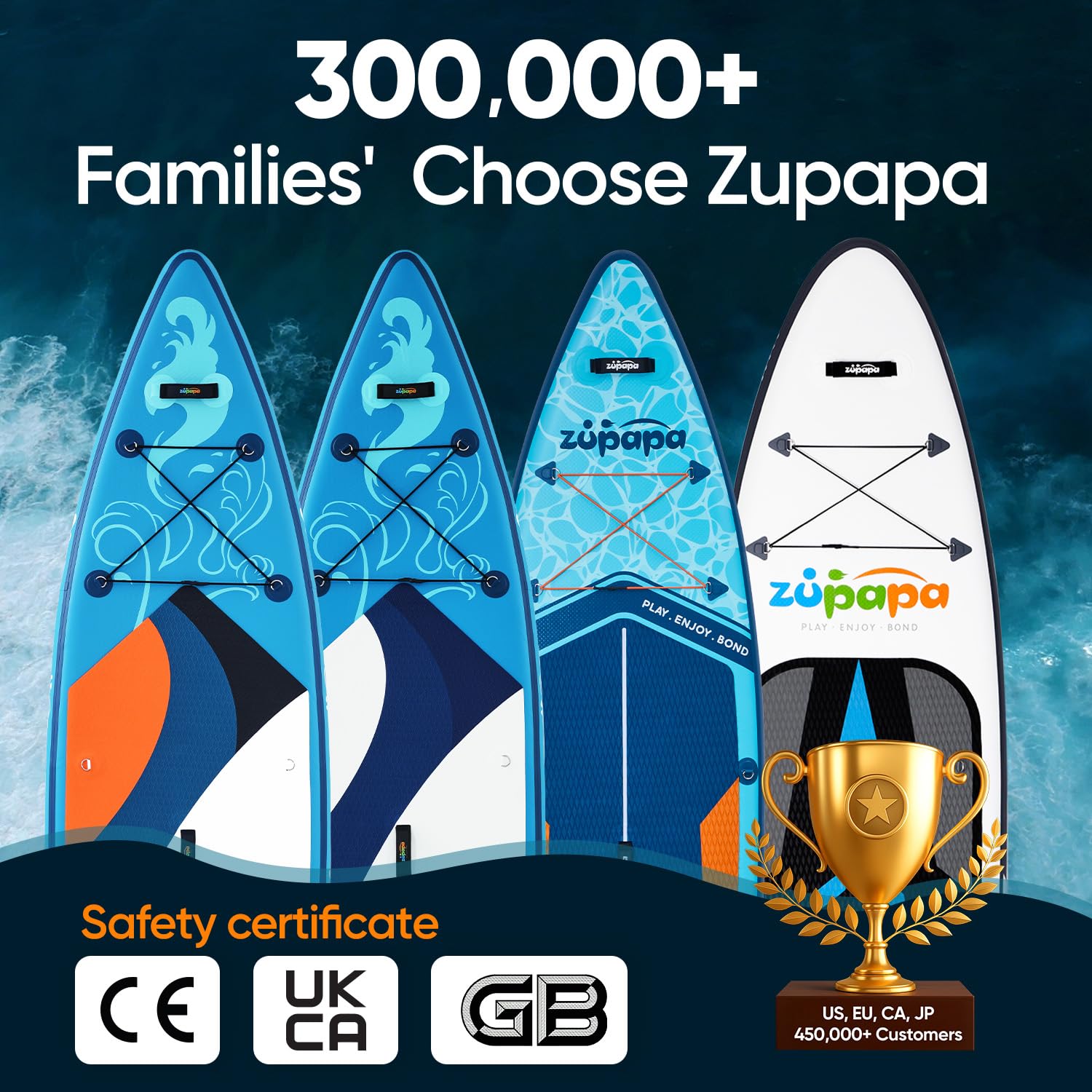 Zupapa 323cm Aufblasbare SUP Board Set| Stand Up Paddle Board mit Kajak Sitz | Komplettes Zubehör