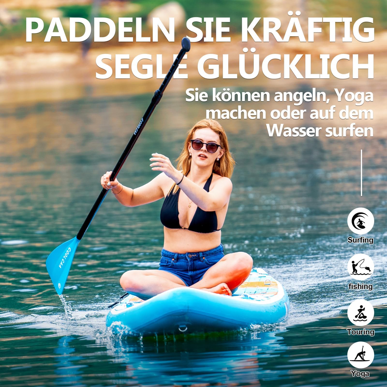 COOLCAA 354cmx86cmx15cm Stand Up Paddling Board mit Premium SUP Zubehör, Tragkraft bis 210kg, SUP Board für Erwachsene und Jugendliche Aller Niveaus