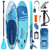 SereneLife Aufblasbares Stand Up Paddle Board Set | Komplettes SUP-Set mit Paddel, Pumpe, Sicherheitsleine, Finne & Rucksack