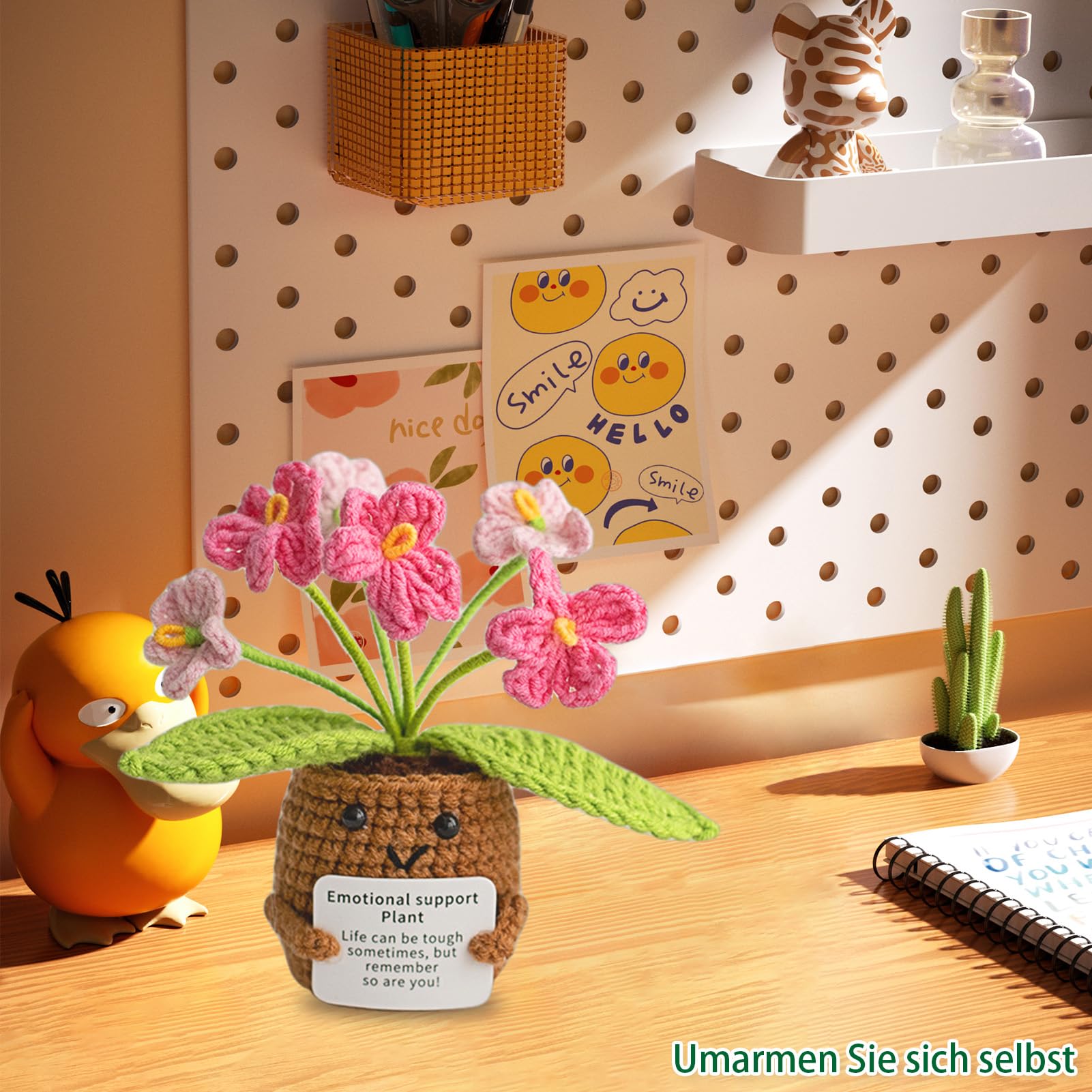 Aruigu Pocket Hug Vergissmeinnicht-Blumen - Positive Potato Kartoffel Serien Gehäkelte Glücksbringer Gute Besserung Genesungsgeschenke Geschenke