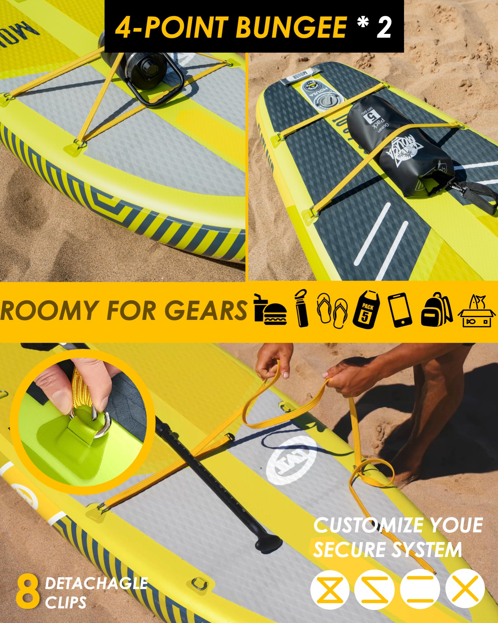 MOUSA Aufblasbares Stand Up Paddle Board 10'8 × 35'' | Extra Breites SUP für 2 Personen & Familien | Stabiles Allround-Paddleboard mit Anti-Rutsch