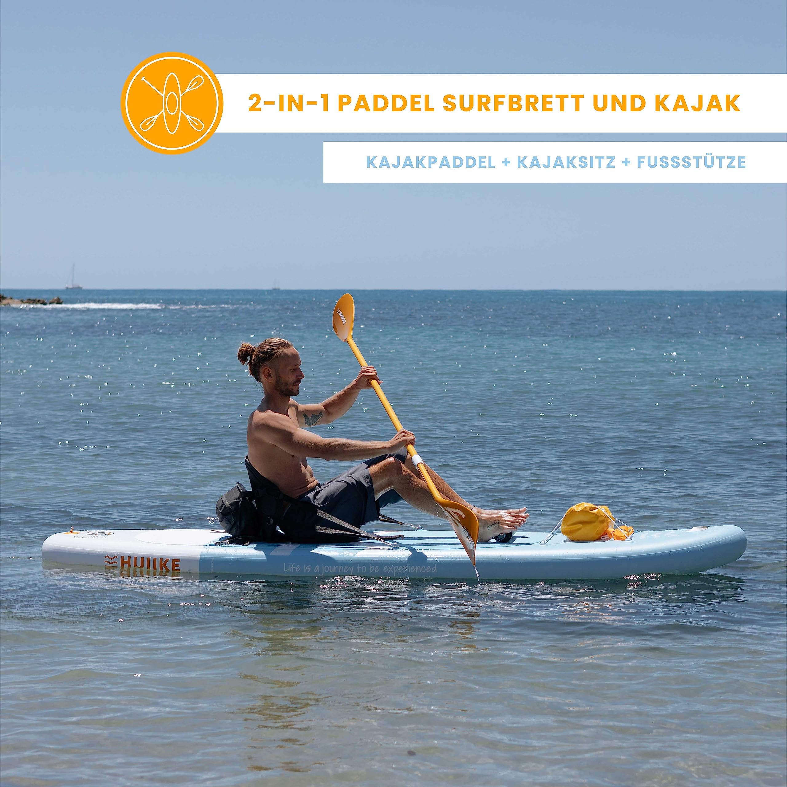 HUIIKE Aufblasbares Stand Up Paddle Board 305×84×15 cm | Komplettset mit Paddel, Finnen & Pumpe | Stabiles & Widerstandsfähiges SUP 130 kg