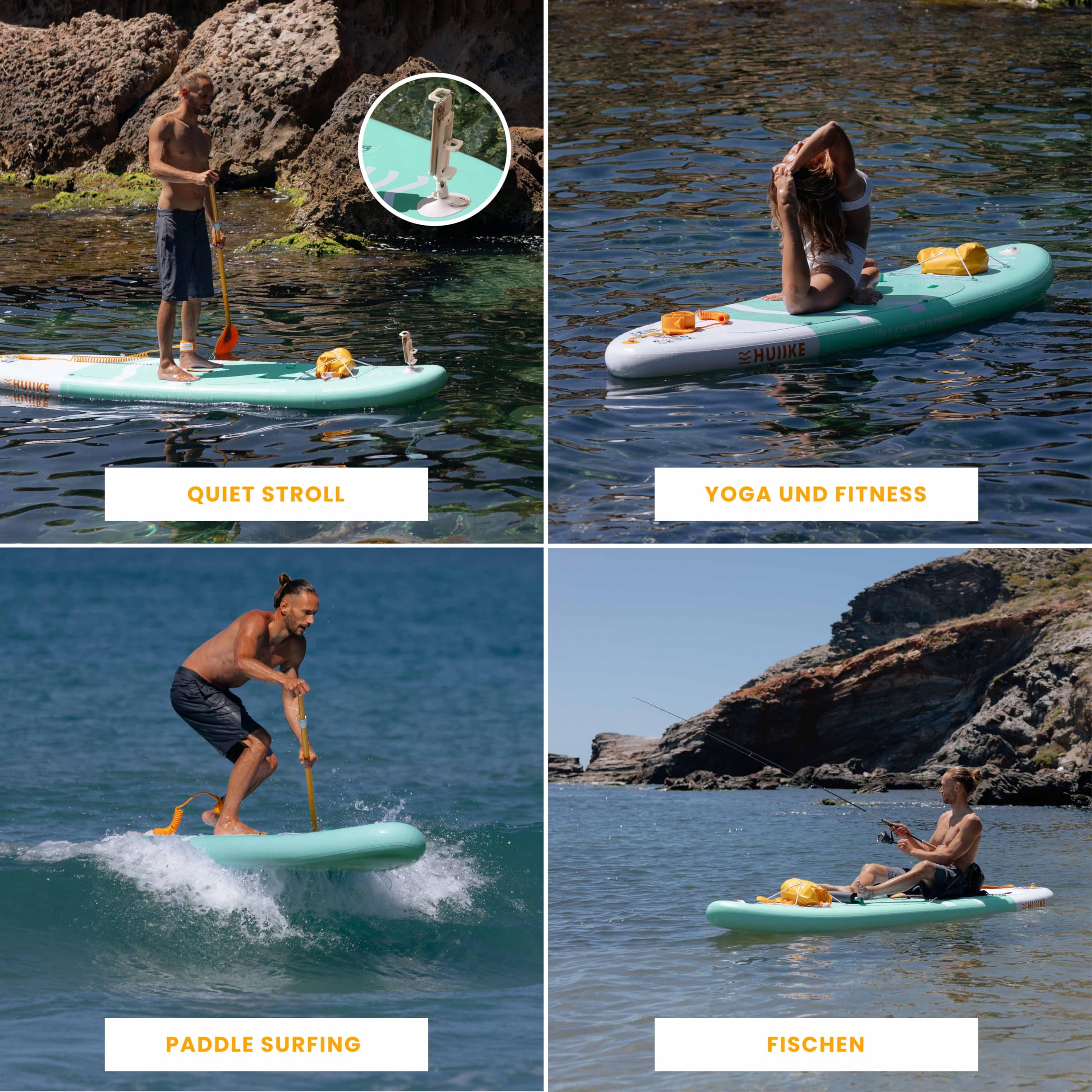HUIIKE Stand Up Paddle Board Set aufblasbar 305x84x15cm | Komplettset mit Paddel, Finnen & Pumpe | Hohe Stabilität & Widerstandsfähigkeit