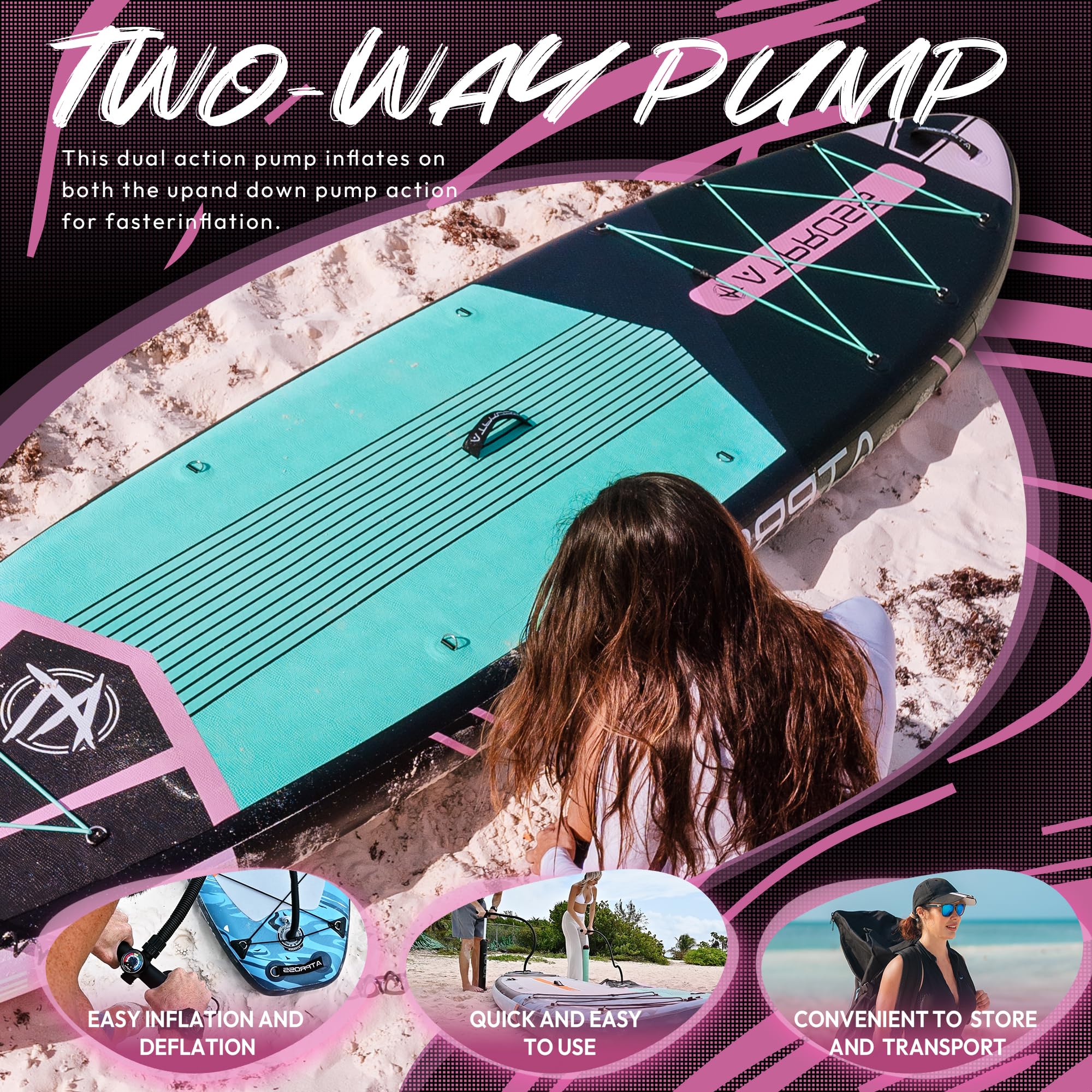 ATPROSS SUP Board aufblasbar 350x89x15cm, Extra breites Stand Up Paddle Board 200 kg, inkl. Zubehör & Rucksack,, Surfen, Kajak